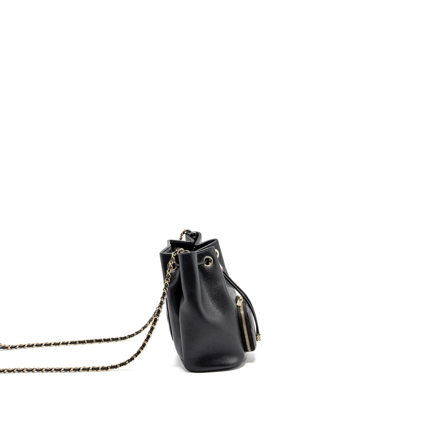 Chanel Business Affinity Drawstring Bucket Bag Caviar Black