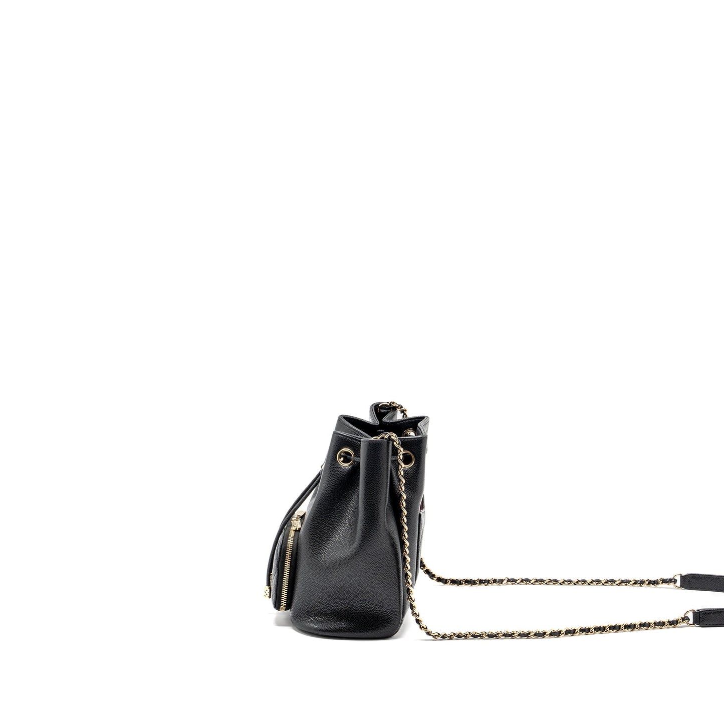Chanel Business Affinity Drawstring Bucket Bag Caviar Black