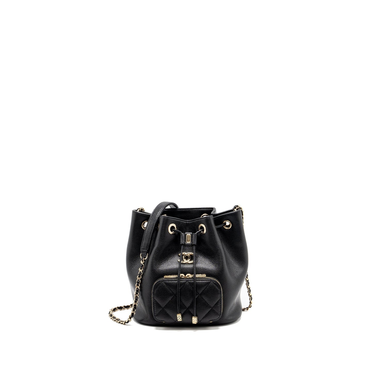 Chanel Business Affinity Drawstring Bucket Bag Caviar Black