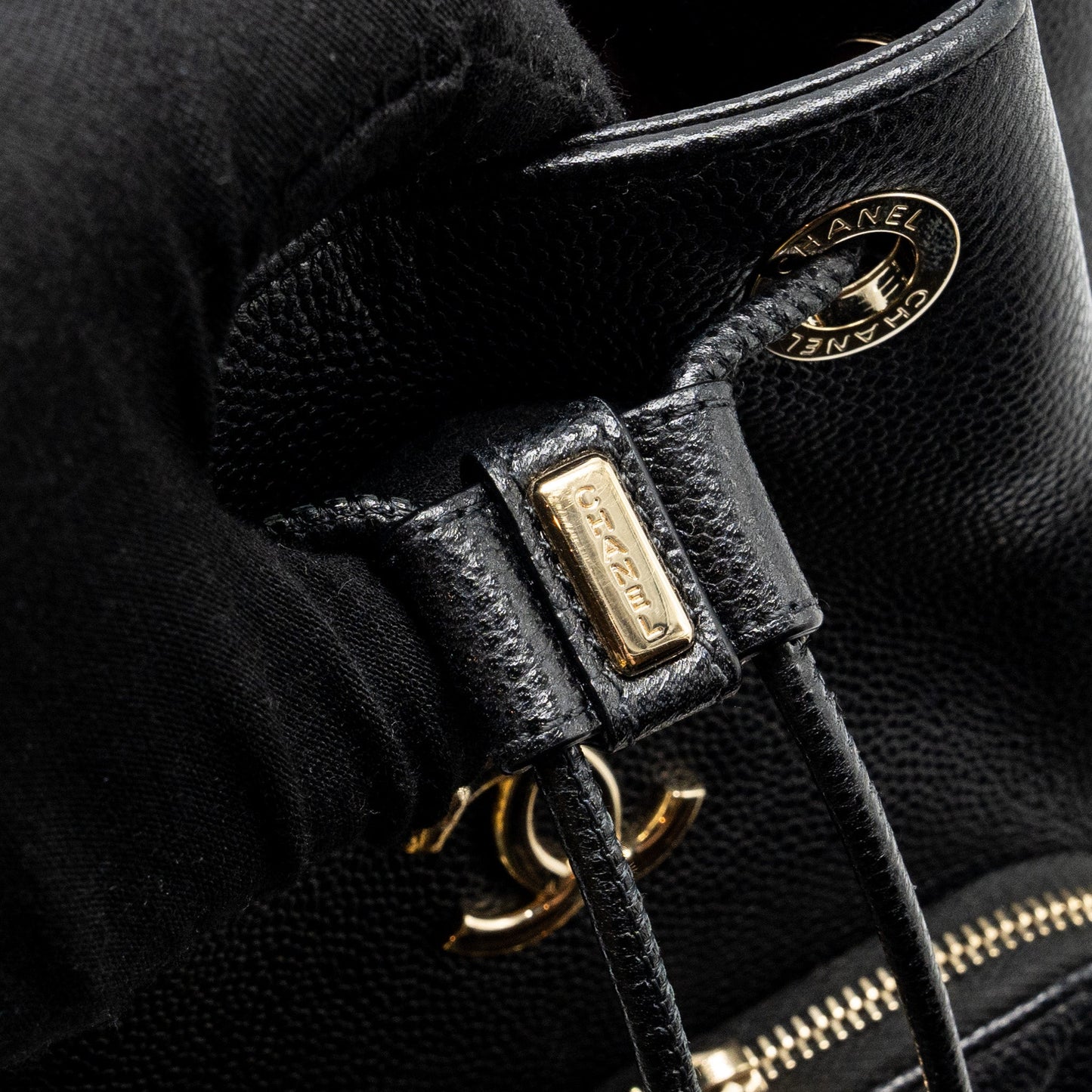 Chanel Business Affinity Drawstring Bucket Bag Caviar Black