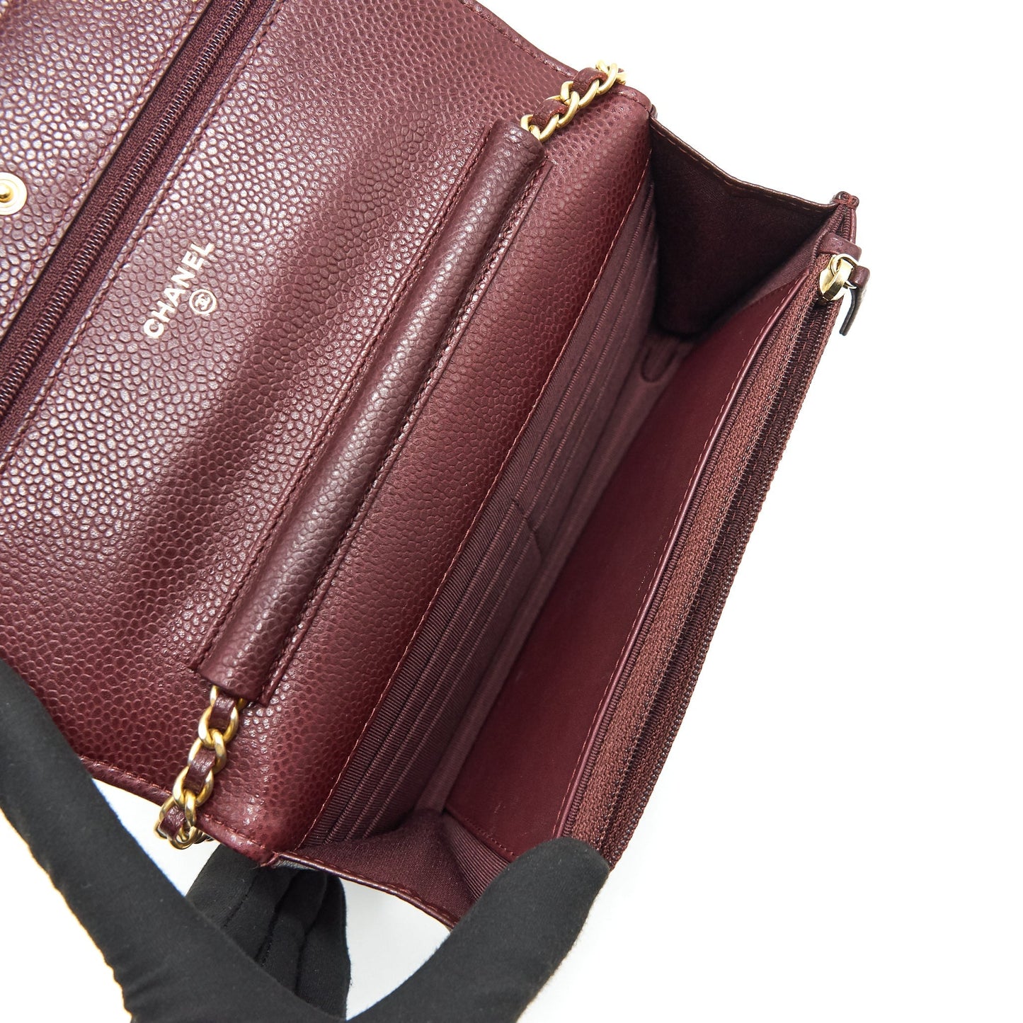 Chanel Burgundy Wallet on Chain Caviar