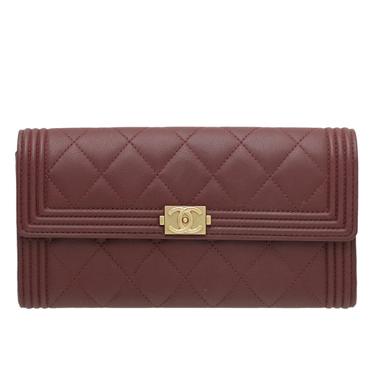 Chanel Burgundy Le Boy Flap Wallet