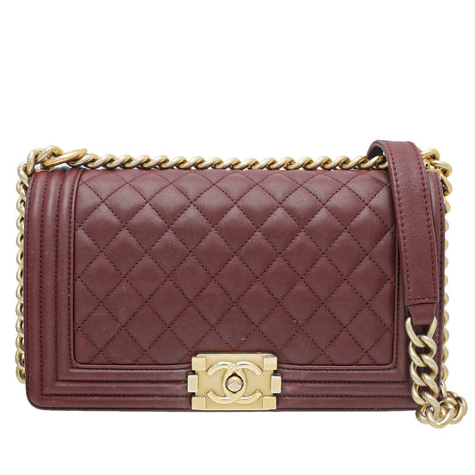 Chanel Burgundy Le Boy Medium Bag
